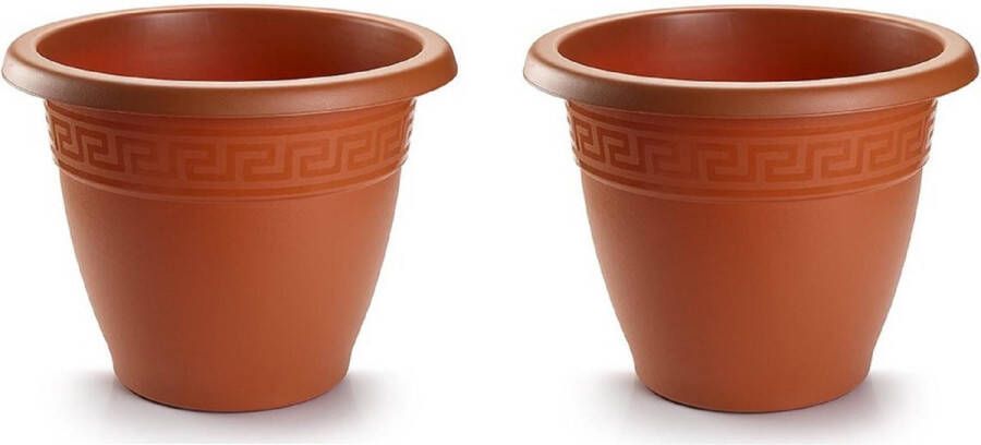 Forte Plastics 4x stuks bloempotten terra cotta rond diameter 30 cm Bloemen plantenbak plantenpotten van kunststof