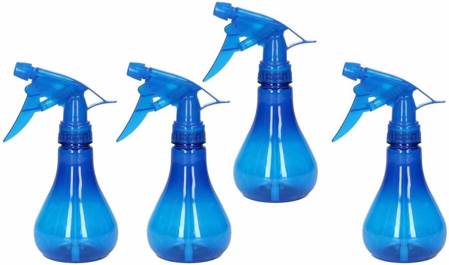 Forte Plastics 4x stuks waterverstuivers spuitflessen 250 ml blauw Plantenspuiten schoonmaakspuiten