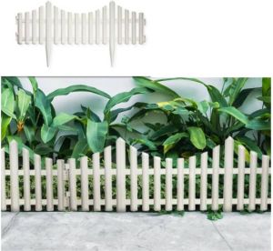 Forte Plastics 6x Stuks Flexibele Graskant tuin Rand kantopsluiting Hekjes Delen Van 60 Cm Wit 33 Cm Hoog Incl Pinnen