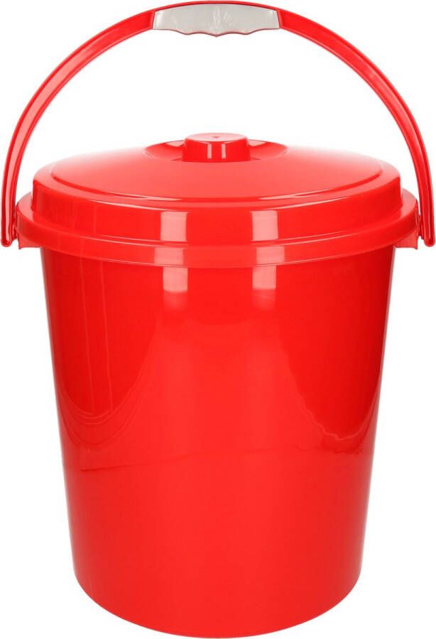 Forte Plastics Afsluitbare afvalemmer vuilnisemmer met deksel 21 liter rood Afval scheiden luier emmer