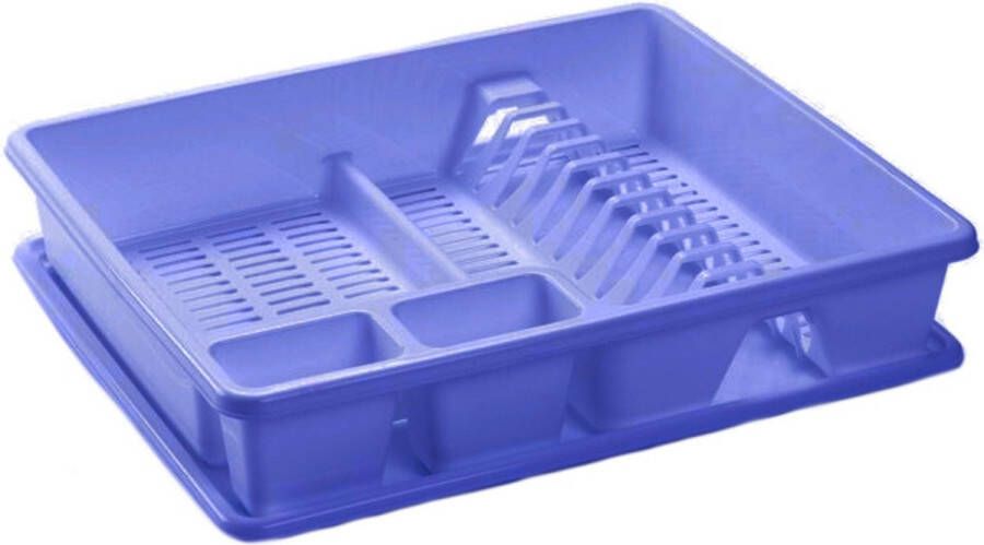 Forte Plastics Plasticforte Afwas afdruiprek blauw kunststof 48 x 38 x 9 cm met lekbak huis camping Afdruiprekken