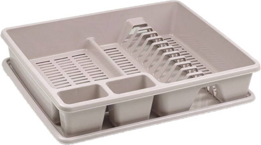 Forte Plastics Afwas afdruiprek lichtbruin kunststof 48 x 38 x 9 cm Afwassen drogen met lekbak
