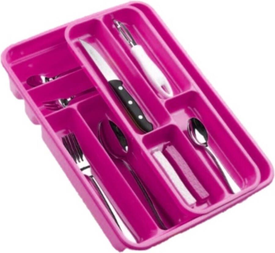 Forte Plastics Bestekbak bestekhouder roze 40 x 30 x 7 cm 2 lagen Keuken opberg accessoires
