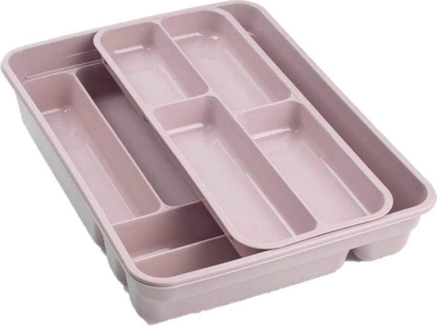Forte Plastics Bestekbak bestekhouder roze 40 x 30 x 7 cm 2 lagen Keuken opberg accessoires