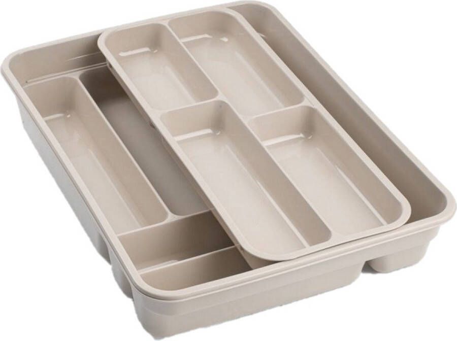 Forte Plastics Bestekbak bestekhouder taupe 40 x 30 x 7 cm 2 lagen Keuken opberg accessoires