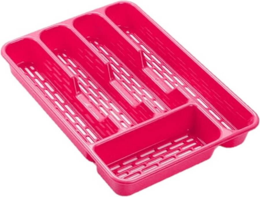 Forte Plastics Bestekbak bestekhouders 5-vaks roze 24 x 24 x 4 cm Keuken opberg accessoires
