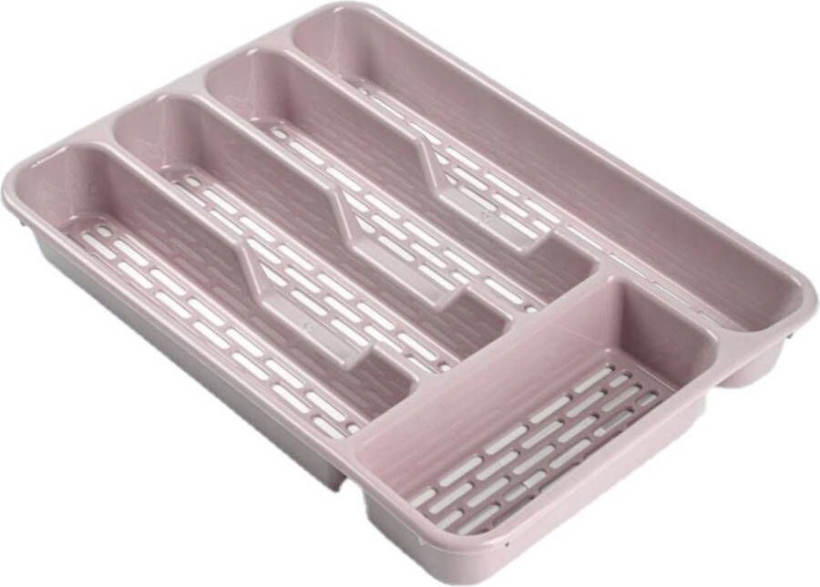 Forte Plastics Bestekbak bestekhouders 5-vaks roze 33 x 24 x 4 cm Keuken opberg accessoires