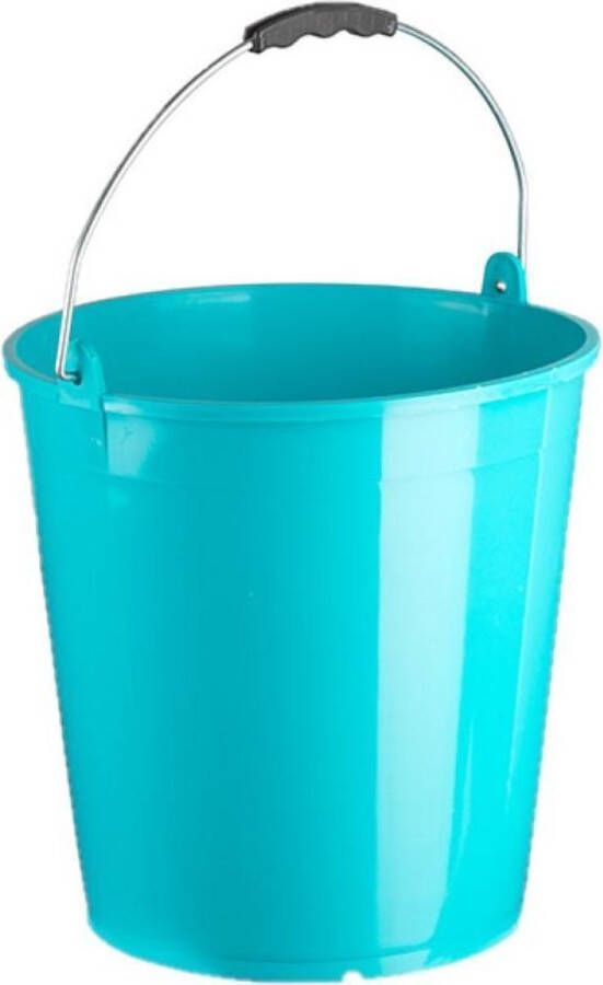 Forte Plastics Blauwe schoonmaakemmer huishoudemmer 15 liter 32 x 31 cm -Kunststof plastic emmer met metalen hengsel