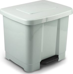 Forte Plastics Dubbele 2-vaks afvalemmer vuilnisemmer pedaalemmer 35 liter met deksel en pedaal Mintgroen vuilnisbakken prullenbakken