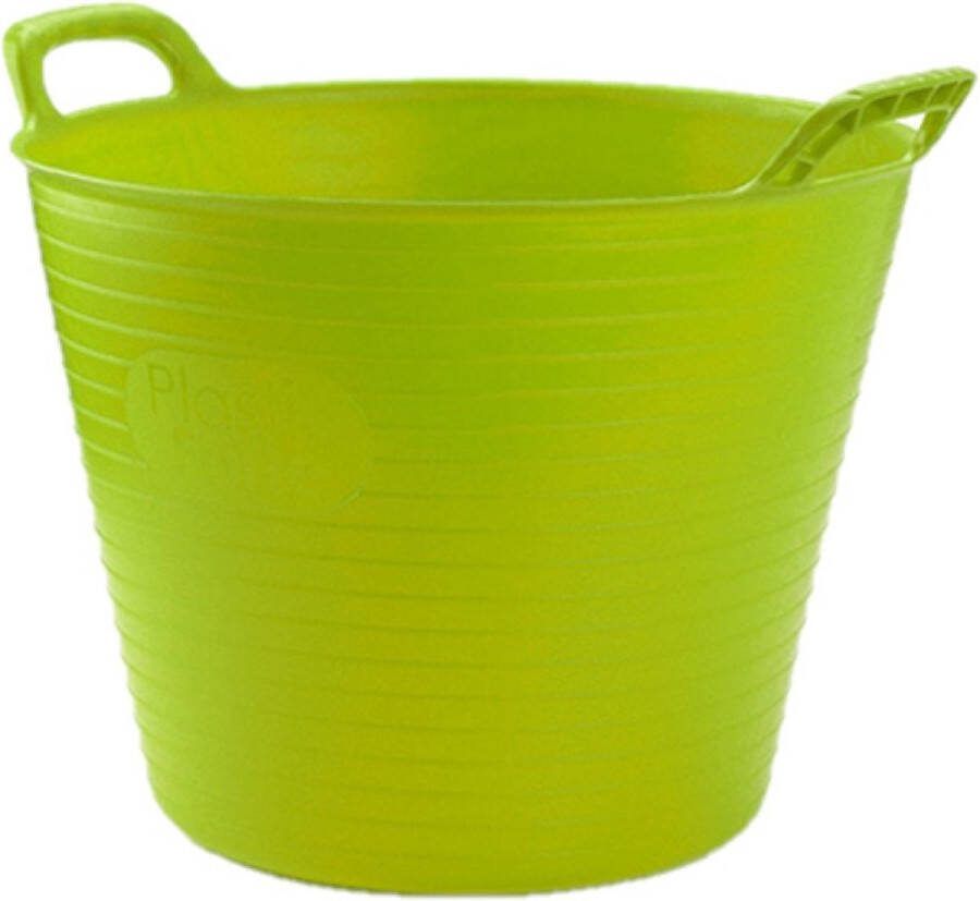 PLASTICFORTE flexibele emmer kuip groen kunststof rond 25 liter 42 x 38 x 33 cm wasmanden tuinafval speelgoed