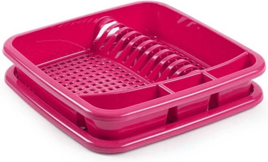 Forte Plastics Fuchsia roze afdruiprek met lekbak 39 x 39 cm Keukenbenodigdheden Afwassen afdrogen Afwasrekken Afdruiprekken met lekbak