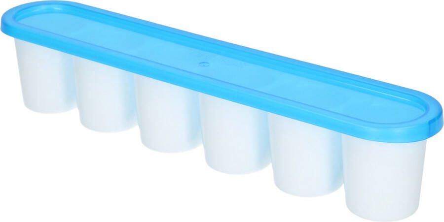 Forte Plastics Grote ijsblokjes ijsklontjes vormen met deksel blauw 30 x 6 x 6 cm IJsblokjesvormen