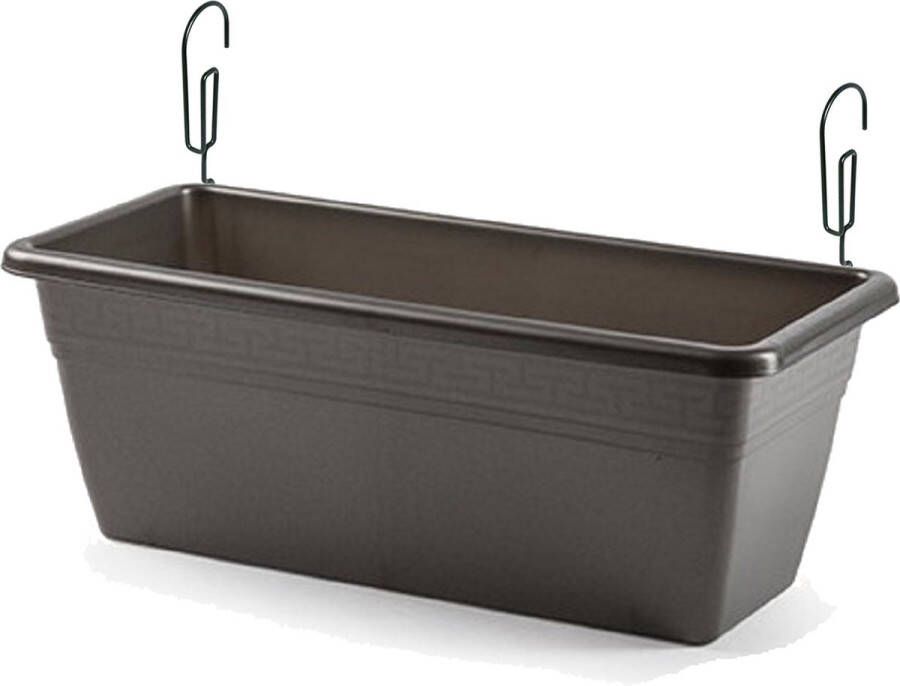 Forte Plastics Hangende Reling Plantenbak Antraciet Grijs Rechthoekig 40 X 18 X 15 Cm Met Kunststof Beugels Plantenbakken