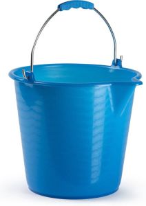Forte Plastics Huishoud schoonmaak emmer kunststof blauw 9 liter inhoud 30 x 26 cm Met metalen hengsel en schenktuit