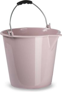 Forte Plastics Huishoud schoonmaak emmer kunststof oud roze 9 liter inhoud 30 x 26 cm Met metalen hengsel en schenktuit
