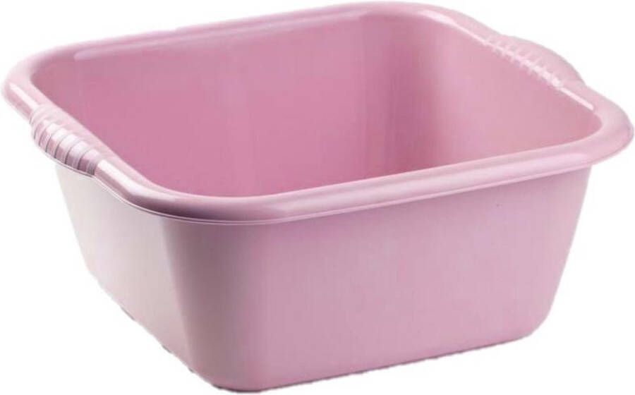 Forte Plastics Set van 2x stuks kleine Kunststof teiltjes afwasbakken vierkant 3 liter oud roze Afmetingen 25 x 23 x 11 cm Huishouden