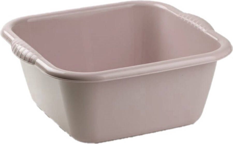 Forte Plastics Set van 2x stuks kleine kunststof teiltjes afwasbakken vierkant 3 liter taupe Afmetingen 25 x 23 x 11 cm Huishouden