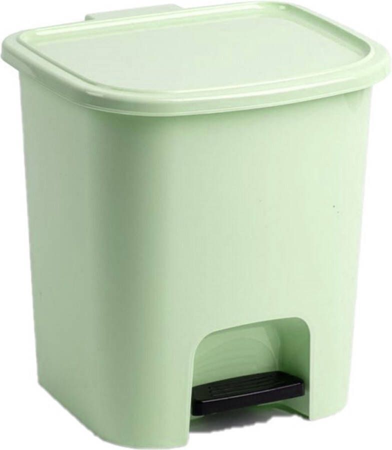 Forte Plastics 2x stuks kunststof afvalemmers vuilnisemmers pedaalemmers mint groen 7.5 liter met binnenbak deksel en pedaal 24 x 22 x 25.5 cm