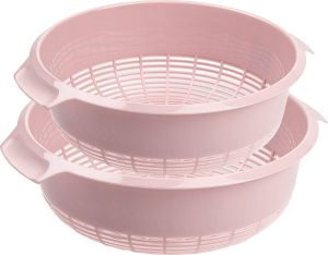 Forte Plastics kunststof keuken vergieten combiset oud roze 27 x 10 cm en 23 x 9 cm Vergieten