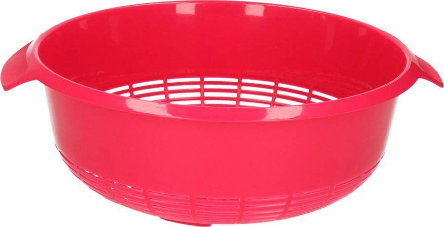 PLASTICFORTE 1x Kunststof vergiet roze 27 x 23 x 9 cm Laag model Plastic vergieten keuken accessoires
