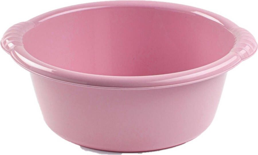 Forte Plastics Set van 2x stuks kunststof teiltjes afwasbakken rond 10 liter oud roze Afmetingen 40 x 38 x 15 cm Huishouden