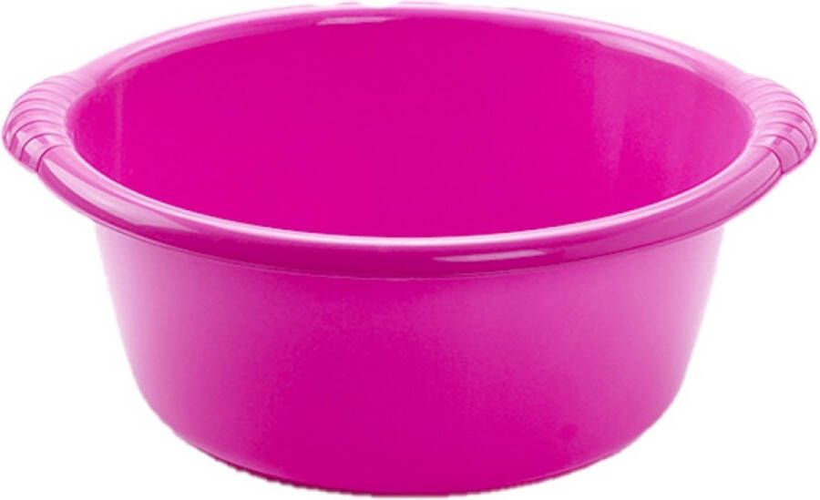 Forte Plastics Set van 2x stuks kunststof teiltjes afwasbakken rond 10 liter roze Afmetingen 40 x 38 x 15 cm Huishouden