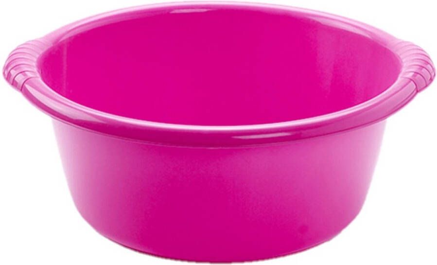 Forte Plastics Set van 2x stuks kunststof teiltjes afwasbakken rond 15 liter roze Afmetingen 46 x 43 x 17 cm Huishouden