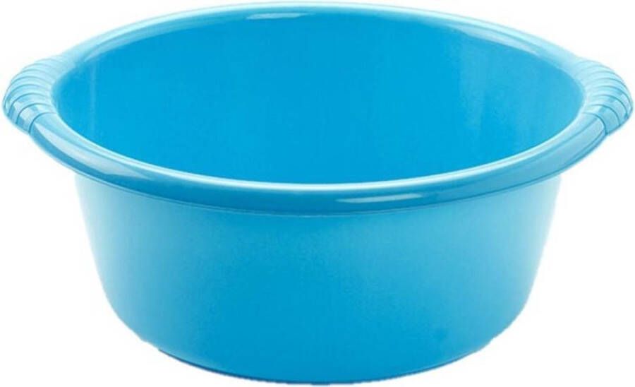 Forte Plastics Set van 2x stuks kunststof teiltjes afwasbakken rond 25 liter blauw Afmetingen 54 x 51 x 21 cm Huishouden
