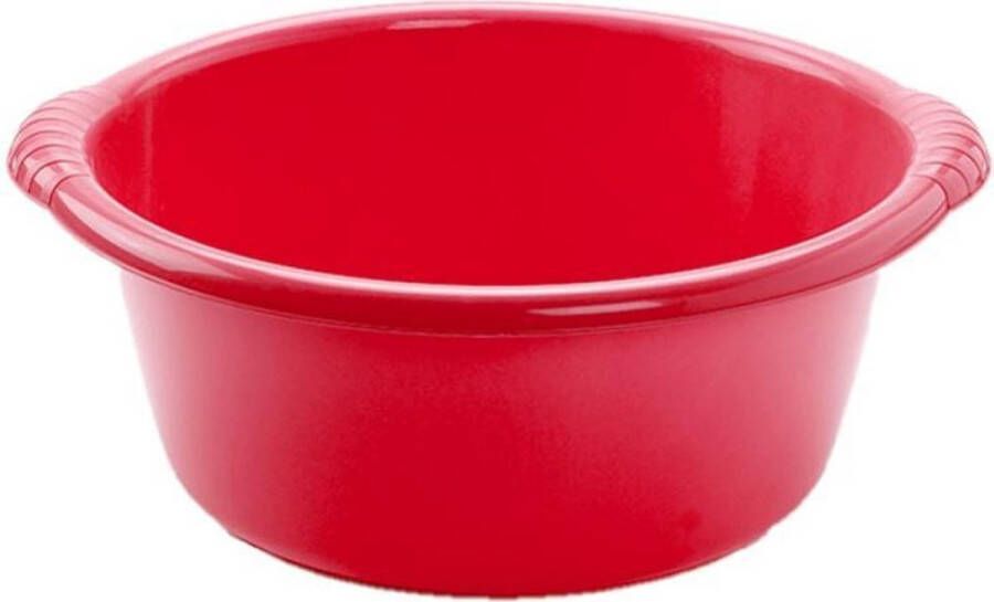 Forte Plastics Set van 2x stuks kunststof teiltjes afwasbakken rond 25 liter rood Afmetingen 54 x 51 x 21 cm Huishouden