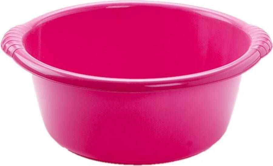 Forte Plastics Set van 2x stuks kunststof teiltjes afwasbakken rond 25 liter roze Afmetingen 54 x 51 x 21 cm Huishouden