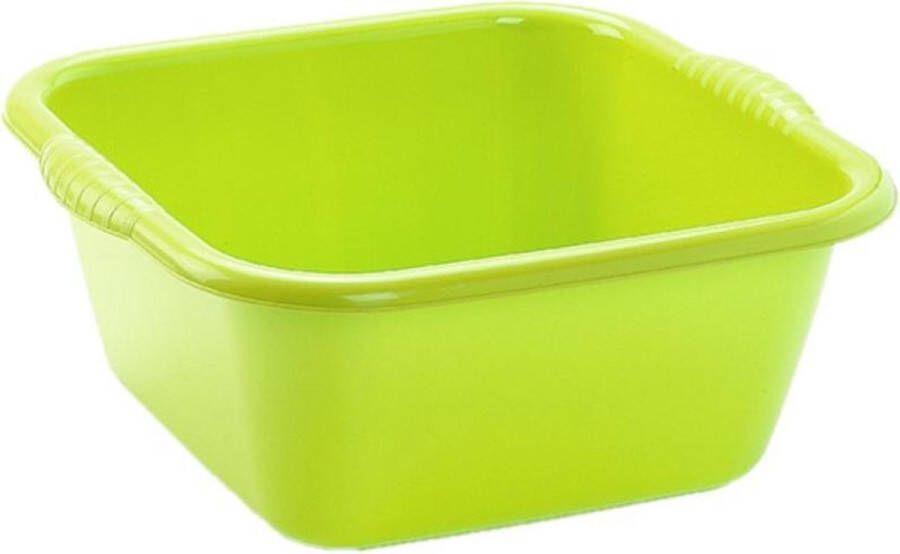 Forte Plastics Set van 2x stuks kunststof teiltjes afwasbakken vierkant 10 liter groen Afmetingen 36 x 34 x 15 cm Huishouden