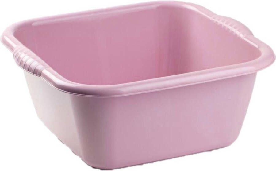 Forte Plastics Set van 2x stuks kunststof teiltjes afwasbakkwn vierkant 10 liter oud roze Afmetingen 36 x 34 x 15 cm Huishouden