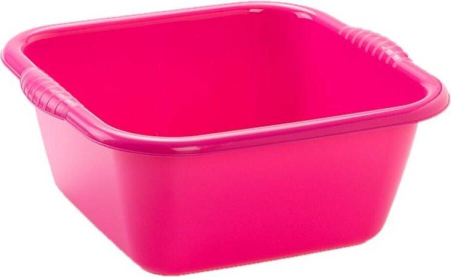 Forte Plastics Set van 2x stuks kunststof teiltjes afwasbakken vierkant 20 liter roze Afmetingen 46 x 42.5 x 20 cm Huishouden