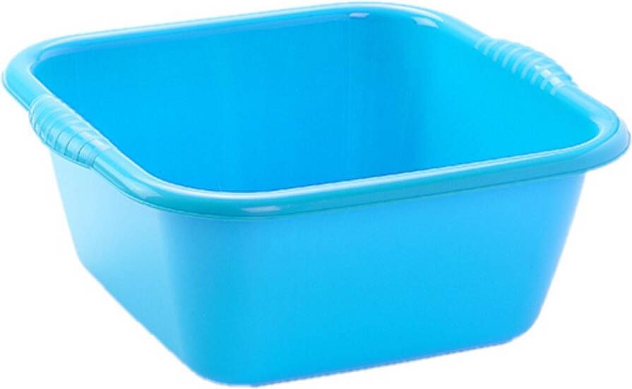 Forte Plastics Set van 2x stuks kunststof teiltjes afwasbakken vierkant 6 liter blauw Afmetingen 31 x 29 x 13 cm Huishouden