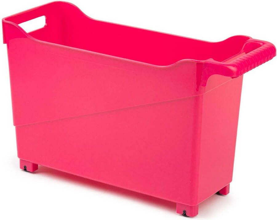 Forte Plastics Kunststof trolley fuchsia roze op wieltjes L45 x B17 x H29 cm Voorraad opberg boxen bakken
