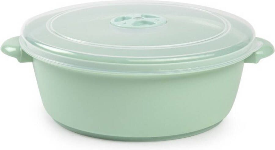 PLASTICFORTE Forte Plastics Magnetronschaal met deksel ventiel 2 liter licht groen kunststof BPA vrij keukenhulpmiddelen