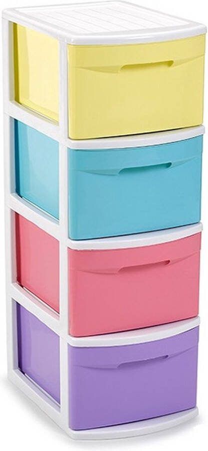 PLASTICFORTE Ladekast organizer met 4 lades multi kleuren 39 x 28 5 x 78 cm Ladekasten organisers kantoor woonartikelen