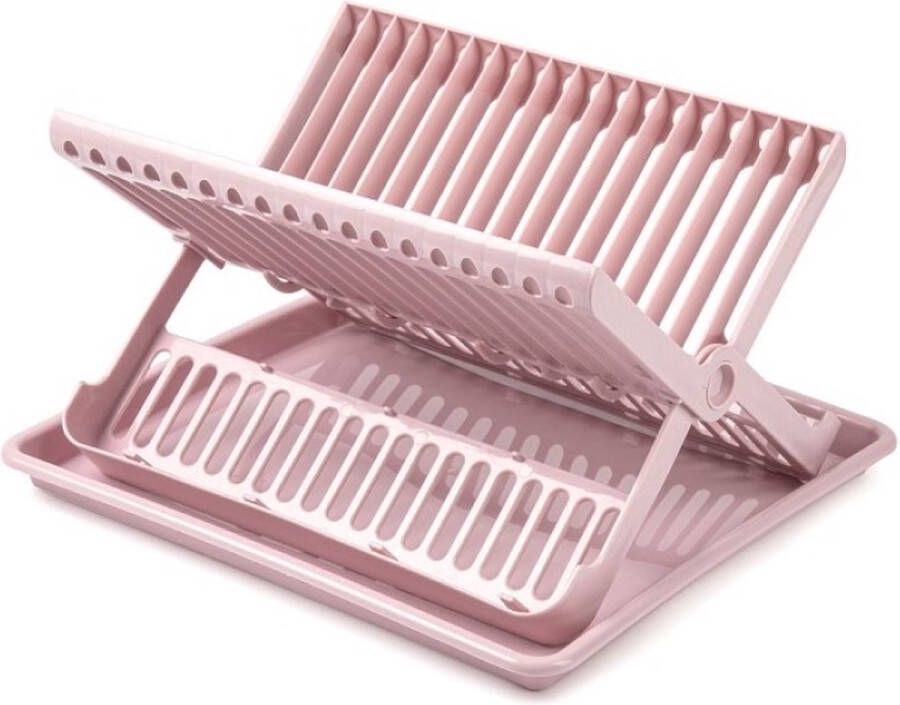 Forte Plastics Oud roze afdruiprek 2-laags met lekbak 37 x 33 cm Keukenbenodigdheden Afwassen drogen Afdruiprekken met lekbak