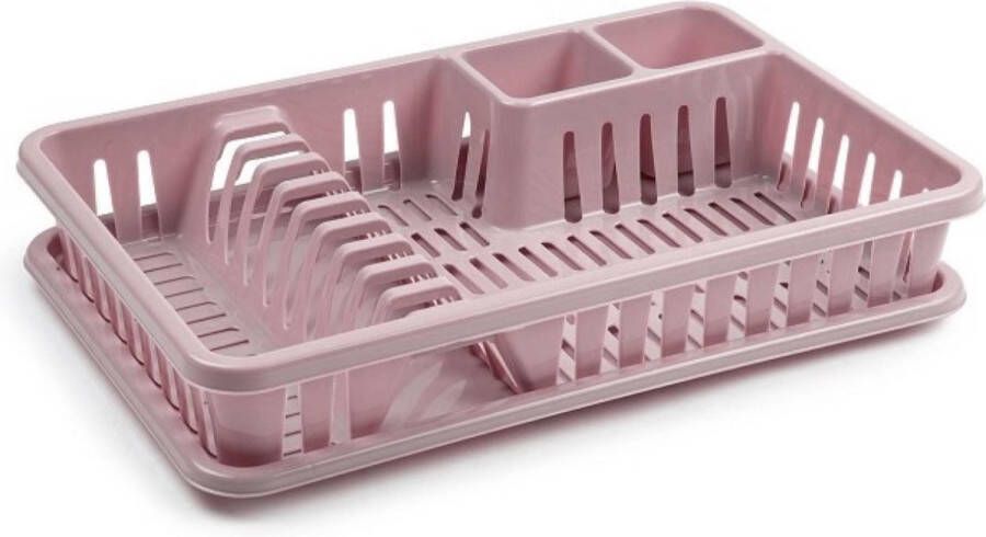 Forte Plastics Oud roze afdruiprek met lekbak 45 x 30 cm Keukenbenodigdheden Afwassen afdrogen Afwasrekken Afdruiprekken met lekbak
