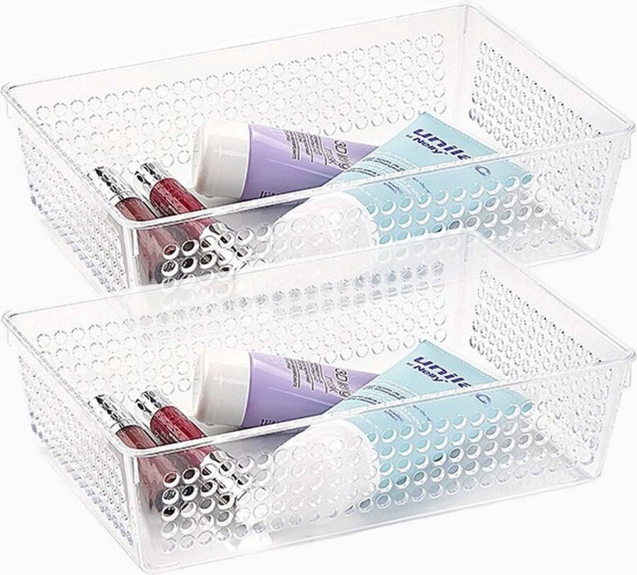 Forte Plastics Pakket van 10x stuks transparante opbergbakjes van 24 x 16 cm Organizers opbergbakken Badkamer spullen opruimen