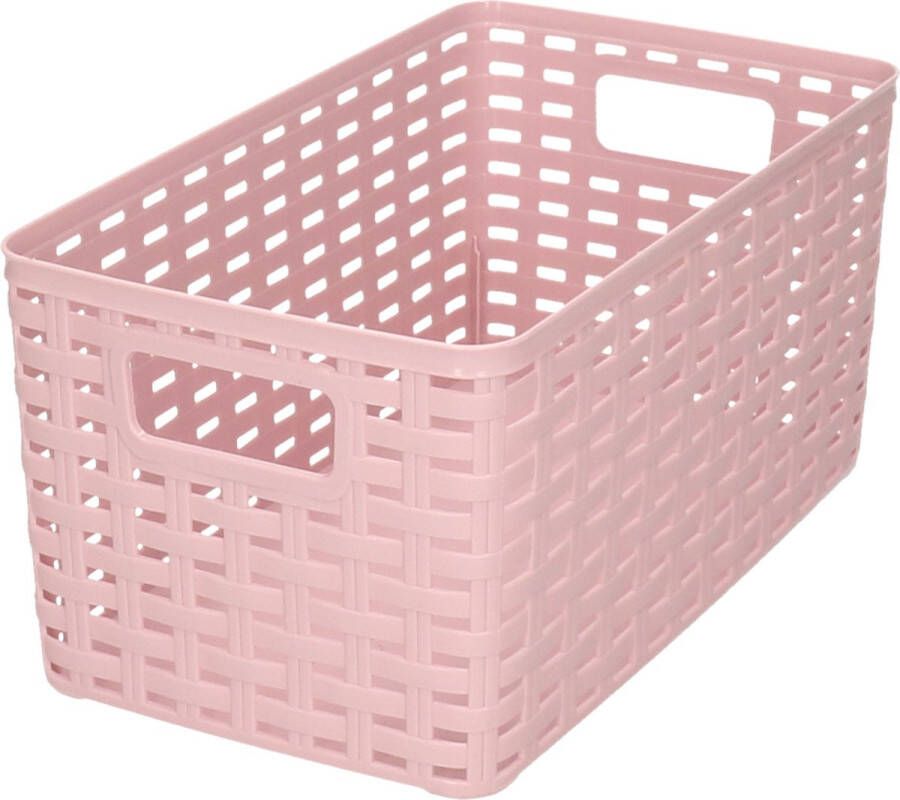 Forte Plastics PlasticForte Opbergmand Kastmand rotan kunststof oud roze 5 Liter 15 x 28 x 13 cm Opbergmanden