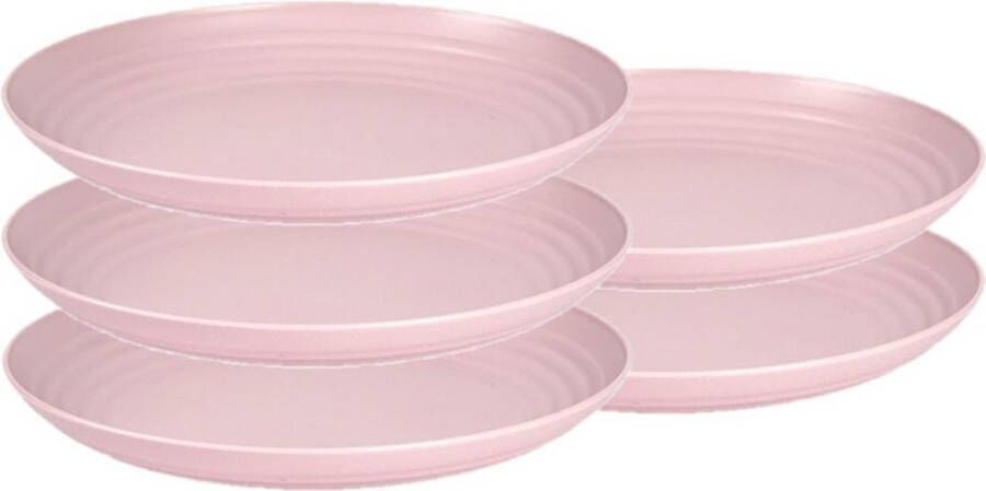 Forte Plastics Set van 10x stuks rond kunststof borden oud roze 25 cm Herbruikbaar Dinerbord Barbecuebord Campingbord