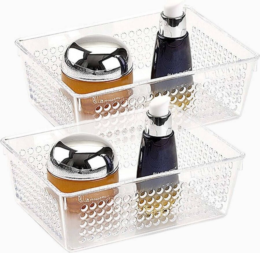 Forte Plastics Set van 10x stuks transparante opbergbakjes van 18 x 13 cm Organizers opbergbakken Badkamer kasten spullen opruimen