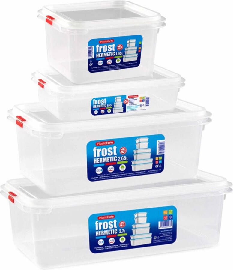 Forte Plastics Set van 11x stuks diepvries vershoudbakjes met stevige deksel in 4x verschillende formaten Voedsel bewaarbakjes