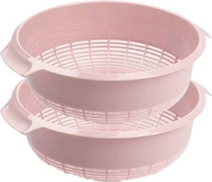 Forte Plastics set van 2x stuks kunststof keuken vergieten van 27 x 10 cm in de kleur oud roze keuken accessoires