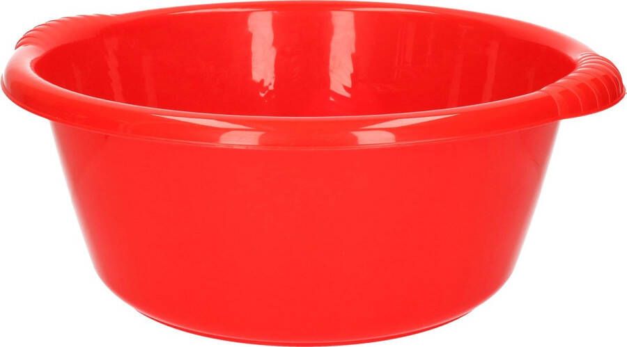 Forte Plastics Set van 2x stuks kunststof teiltjes afwasbakken rond 10 liter rood Afmetingen 40 x 38 x 15 cm Huishouden