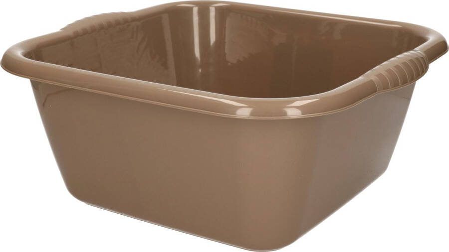 Forte Plastics Set van 2x stuks kunststof teiltjes afwasbakken vierkant 10 liter bruin Afmetingen 36 x 34 x 15 cm Huishouden