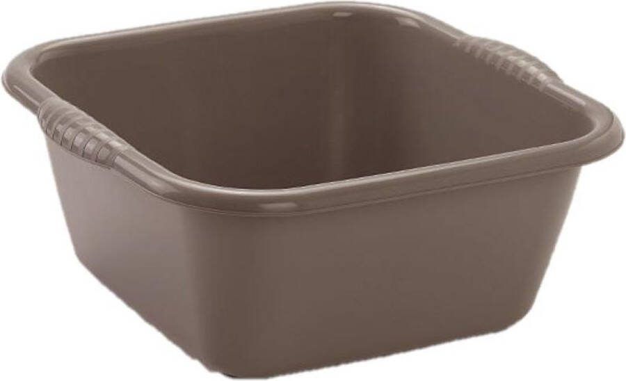 Forte Plastics Set van 2x stuks kunststof teiltjes afwasbakken vierkant 6 liter lichtgrijs Afmetingen 31 x 29 x 13 cm Huishouden