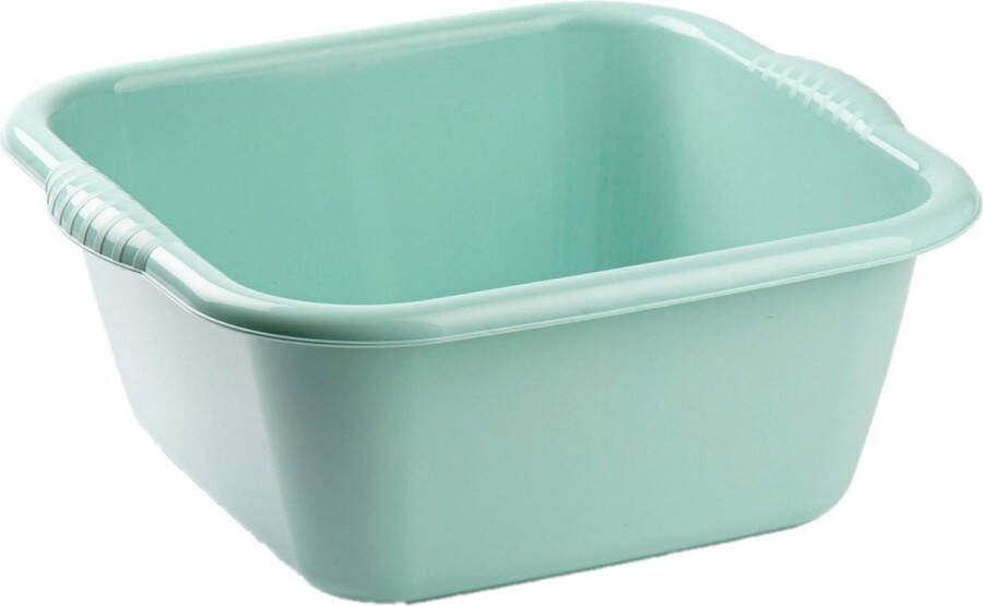 Forte Plastics Set van 2x stuks kunststof teiltjes afwasbakken vierkant 6 liter mintgroen Afmetingen 31 x 29 x 13 cm Huishouden