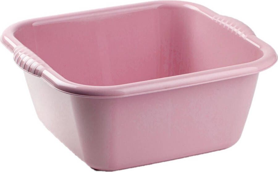 Forte Plastics Set van 2x stuks kunststof teiltjes afwasbakken vierkant 6 liter oud roze Afmetingen 31 x 29 x 13 cm Huishouden